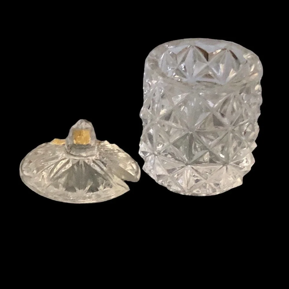 Phil Papel Lead Crystal West Germany Mustard Jam Honey Pot With Spoon